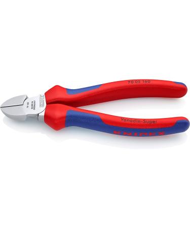 Knipex Diagonal Cutter chrome-plated with multi-component grips 160 mm (self-service card/blister) 70 05 160 SB Multi-component Grips Blue/Red 160 mm chrome-plated on self-service card