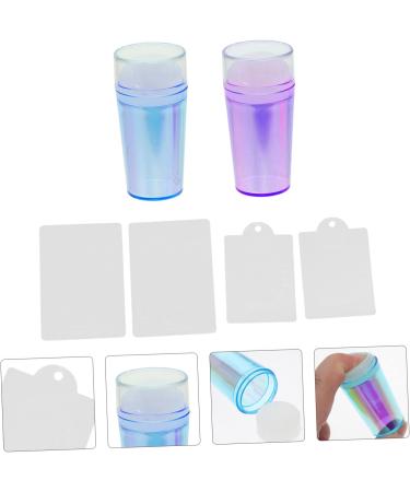 AOKWAWALIY 2 Sets Nail Stamp Nail Kits Girl Nail Art Printing Accessory Nail Art Stencils Nail Accessories Nail Pattern Printing Stamper Silica Gel Scraping Board Fully Transparent 6.5X3X3CM Purple Blue - Buy Online on SooperMarket.com