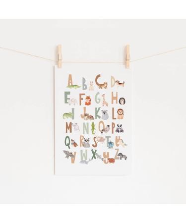 Scandi Animal Alphabet Educational Print - Boho Woodland Safari Poster | A4 Multi - Buy Online on SooperMarket.com
