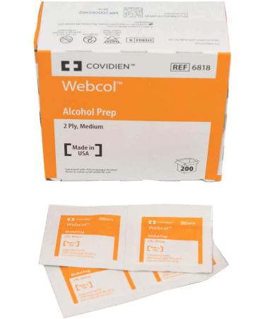 Covidien (n) Webcol Alcohol Prep Pads Bx/200 Medium 2-Ply