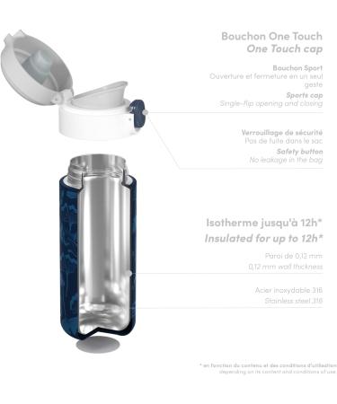 MONBENTO Insulated Bottle MB Pop Ginkgo - 360ml - Leakproof - Hot/Cold 12 Hours - Blue - BPA Free - Small Water Bottle for Kids/Adults - Buy Online on SooperMarket.com
