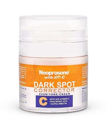 Neoprosone 20% Vitamin C Dark Spot Corrector Cream - 1 Fl oz / 30ml - Skin Brightening Gel Cream - with Hyaluronic Acid Vitamin E