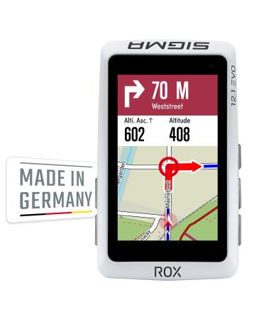 Sigma ROX 12.1 EVO Basic Set - White Bicycle Navigation System Europe Bluetooth GPS GLONASS Version 2 White