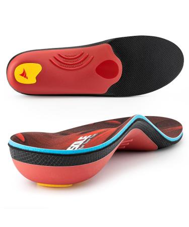 Valsole orthopedic insoles for women and men's high footrest soft functional shoe inserts insert for flat feet plantar fasciitis foot pain 38-39 EU 25cm red