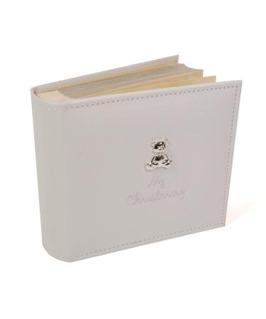 Joe Davies White Suede 'My Christening' Album with Silver Teddy Motif Photo Size 6x4