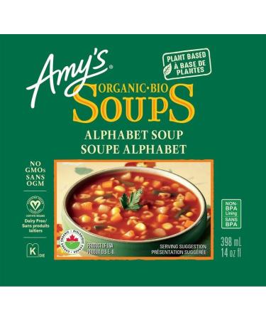 Amy s Kitchen Organic Alphabet Soup Vegan Dairy-Free Tree Nut-Free Kosher Plant-Based 12-pack (398ml per can) - Buy Online on SooperMarket.com