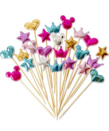 FZBNSRKO 40pcs Glitter Heart Cupcake Toppers Colorful Cake Decoration Heart and Star Cake Toppers Cute Party Decoration for Party Wedding Cake Decoration Supplies