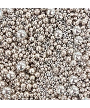 Silver sprinkles metallic chocolate balls for cupcakes cakes cookies decoration baking toppers edible pearls balls metallic silver grey wedding anniversary birthday celebration DISCO BALL