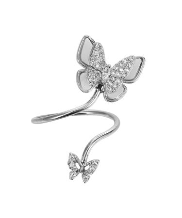 PLAFOPE Nail Butterfly Ornaments Women s Jewelry Vintage Rings for Women Red Rose Hair Accessories Finger Tip Ring Nail Diamonds Rhinestones Opening Rings Nail Jewelry Copper Inlaid Zircon Silver 3.50X1.50X1.50CM