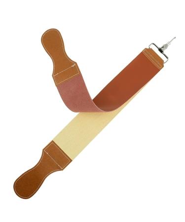 Grandslam Leather Strop for Straight Razor Sharpening and Smooth - Professional Straight Razor Knife Cowhide and Canvas Dual Strop (Type 1, Brown)