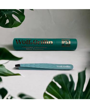 Wolf & Griffin Ultimate Precision Mini Tweezers - Stainless Steel Slant Eyebrow Tweezers for Men and Women - Duck Egg - Buy Online on SooperMarket.com