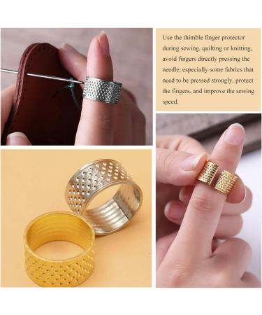 Finger Protector Thimble Set - 8pcs Thimbles + 30pcs Needles for Sewing, Adjustable Metal & Leather Thimbles for Hand Embroidery & Needlework - Buy Online on SooperMarket.com