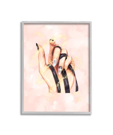 Stupell Industries Glam Nail Polish Hand Fashion Style Stars Design by Ziwei Li