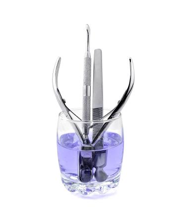 Crystal Disinfection Glass Cup Acrylic Liquid Dappen Dish with Stainless Steel Lid - Nail Art Glassware Tool HJ-NAPB028 - Buy Online on SooperMarket.com