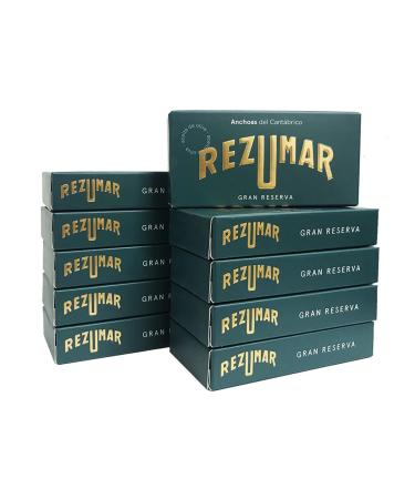 Rezumar - Anchoas Gran Reserva - Gourmet Cantabrian anchovy fillets in olive oil - 10 packs of 50 grams