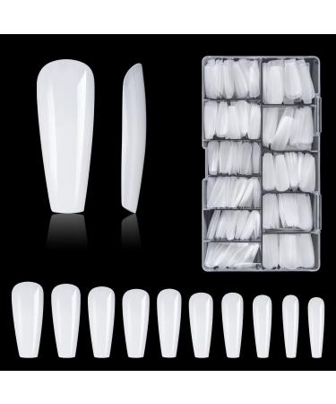 Nail tips 500 pieces wrong nail acrylic artificial nail tips with storage case for nail studios and DIY nail art at home 10 sizes (white) white 1 piece (500 pack)