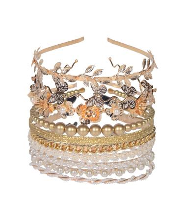 10 PCS Gold Metal Rhinestone Pearl Headbands - Wedding Bridal Hair Accessories - Buy Online on SooperMarket.com