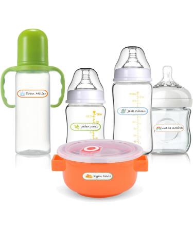 Waterproof Baby Bottle Labels for Daycare - 80PCS School Name Stickers | Personalized, Self-Laminating, Dishwasher Safe | Toddler Name Tags for Sippy Cup - B-80 Pcs - Buy Online on SooperMarket.com