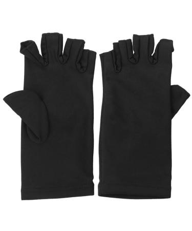 Solustre 2 pairs manicure gloves anti uv gloves half -finger uv light lamp hand protection beam protection manicure nail polish dryer tools black