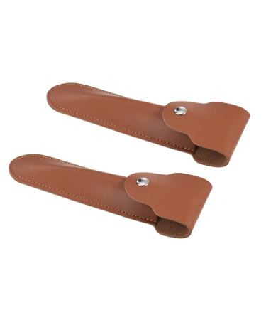 PATIKIL Leather Razor Protective Case 2 Pack Double Edge Razor Protector Sheath Shaving Device Protective Case for Travel Brown