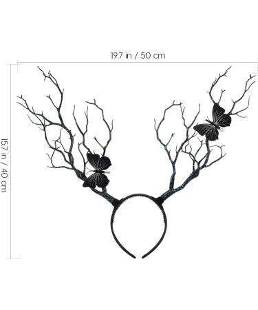 minkissy Branches Antlers Headband Halloween Horns Hairbands Animal Headband Antler Butterfly Hair Hoop Goddess Headdress Photo Prop for Halloween Cosplay Party Random Color - Buy Online on SooperMarket.com