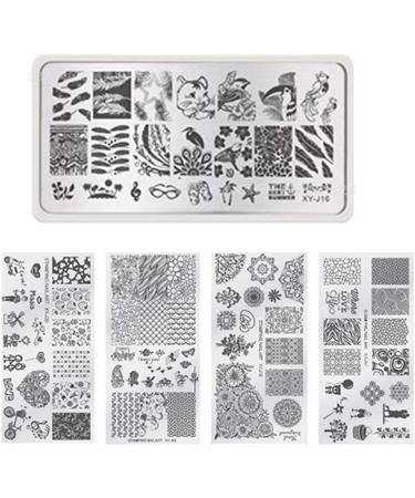 Nail Art Stamping Template Kit - 5 Geometric Pattern Plates for DIY Nail Art | Multi-Style Manicure Templates - Buy Online on SooperMarket.com