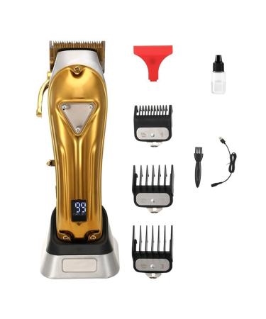 MAYIT Hair Clippers for Men Full Metal Body Hair Clipper High Power Electric with Base Charging Digital Display Hair Salon Clipper (Color : Gold)