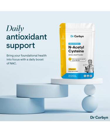 Dr Corbyn NAC N-Acetyl-Cysteine 600mg Powder - 45g | High Strength NAC Amino Acid for Maximum Bioavailability | UK Made - Buy Online on SooperMarket.com