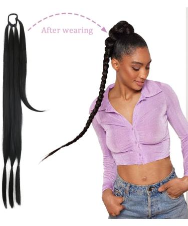 prinfantasy Hair Extensions for Braiding DIY Braid Ponytail Extension Long Straight 33" Ponytail Hair Extensions Natural Invisible Resistant Fiber Soft Natural Black Brown MW262 MW262 33 inch - Buy Online on SooperMarket.com