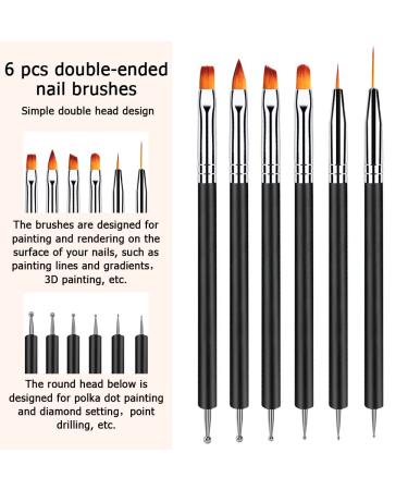 Lofuanna Nail Art Brush Set - 6pcs Double Ended Fine Liner & Dotting Pen Painting Tools for Salon & DIY Manicures - Buy Online on SooperMarket.com