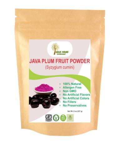 Indus Farms 100% Natural Java Plum Fruit Powder, 8 oz, Exotic sweet-astringent flavor for Baking, Beverages/Cocktails, Nutritious Food Coloring, GMO-Free, Vegan 8 Ounce (Pack of 1)