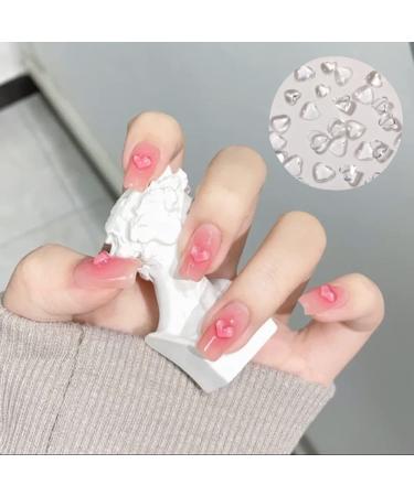 200PCS Clear Heart Nail Art Decals - 3D Acrylic Charms for DIY Manicures - Salon Quality Accessories for Women - Buy Online on SooperMarket.com