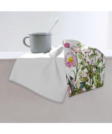 Watercolor Wildflower Leaves Fingertip Towel - Large Hand Towel for Bathroom, Kitchen & Spa (15.7x27.5 Inch) - Buy Online on SooperMarket.com