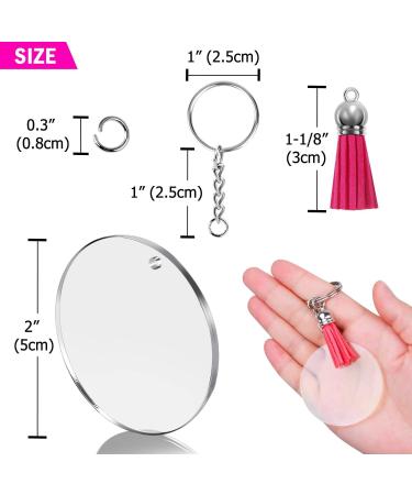 Shynek Acrylic Blank Keychains Set - 200 Clear Keychain Blanks for Vinyl with Tassels, Rings, and Jump Rings - 200 Multicolors - Buy Online on SooperMarket.com