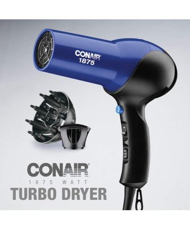 Conair 1875 Watt Turbo Hair Dryer in Blue/Black - Fast Drying Power for Salon-Quality Results - Buy Online on SooperMarket.com