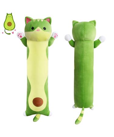 Yamepuia Long Avocado Cat Pillow 56CM Avocado Cat Plushies Toy Soft Avocado Hugging Plush Doll Gifts for Kids Boys and Girls Avocado Pillow