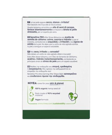 Nivea Men Sensitive Pro Aftershave Balm with Hemp Seed Oil & Vitamins - Calming Beard Balm - 4x100ml - International Shipping - Buy Online on SooperMarket.com