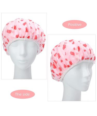 FRCOLOR Girl Beanie Shower Cap - Reusable Floral Printed Spa Cap for Girls - Elastic Double Wrap Protector for Beauty Bonnet - Salon Bathing Cap for Women - Pink, 29x29cm - Buy Online on SooperMarket.com