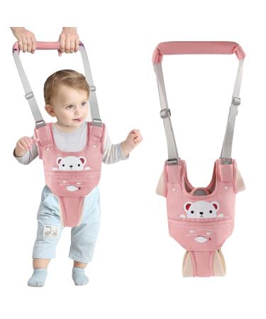 Ocanoiy Baby Walking Harness Handheld Baby Walker Assistant Belt Adjustable Toddler Infant Walker Safety Harnesses Standing Up and Walking Learning Helper with Detachable Crotch for 9-24 Month (Pink)