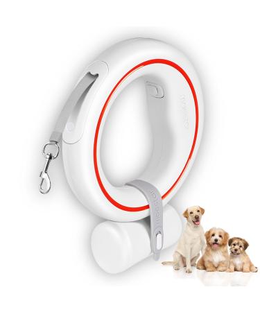 Moestar pull-in dog leash free dog leasic 360 tangle free roller linen with dog droppings bag holder 3m/10ft for medium small dogs (red)