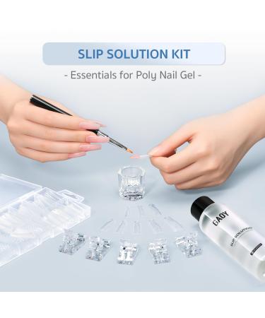 GAOY Slip Solution Kit for Poly Gel Nails - 145ml Anti-Stick Gel with Brush & Dual Forms for DIY Nail Art - Buy Online on SooperMarket.com
