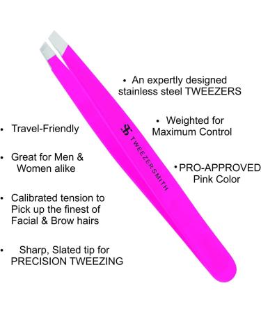 Tweezersmith Professional Slant Tip Tweezer for Effective Hair Plucking - Pink - Buy Online on SooperMarket.com
