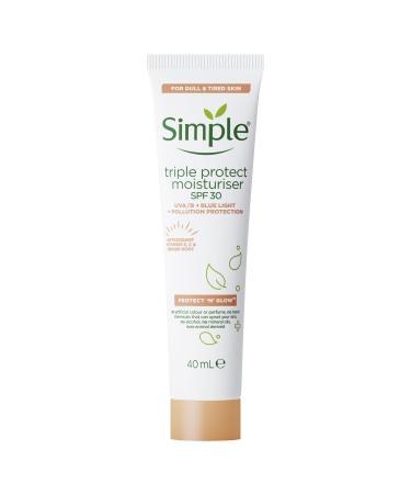 Simple Protect 'N' Glow Triple Protect Moisturiser SPF 30 40ml 40 ml (Pack of 1) Triple Protect Moisturiser