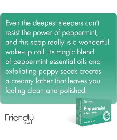 Natural Peppermint & PoppySeed Soap 95g Bar - Handmade with Shea Butter & Coconut Oil - Vegan & Eco-Friendly - Buy Online on SooperMarket.com
