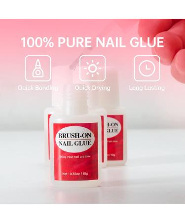 Brush-On Nail Glue for Acrylic & Press On Nails - 4pcs Strong Adhesive for Long-Lasting, Professional Results - Buy Online on SooperMarket.com