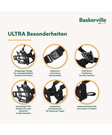 Buy Baskerville Ultra Muzzle Size 6 - Patented Design for Dogs to Pant Eat & Drink - Perfect for Large Breeds Prevents Biting & Wild Animal Browsing - Buy Online on SooperMarket.com