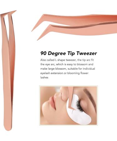 Eyelash Extension Tweezers - Stainless Steel Precise Grip Rose Gold Volume Tweezers for Lash Artists - Comfortable & Tight Tip - Buy Online on SooperMarket.com