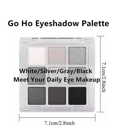 Go Ho Black/Silver Smokey Eyeshadow Palette - 9 Matte & Shimmer Shades for Waterproof Cool Daily Eye Makeup - Buy Online on SooperMarket.com