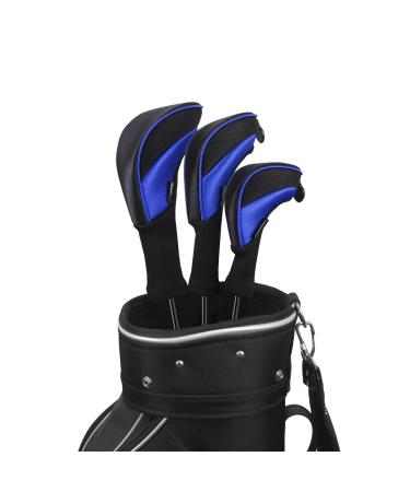 Scott Edward Golf Club Head Covers for Fairway Woods Driver Hybrids, 3Pcs Long Neck Mesh Golf Club Headcovers Set with Interchangeable No. Tags blue