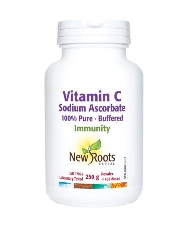 New Roots Herbal - Vitamin C Sodium Ascorbate 250g Powder - Helps in the Development and Maintenance of Bones Cartilage Teeth and Gums - Helps the Body to Metabolize Proteins